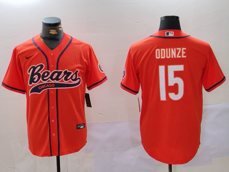 Men Chicago Bears #15 Odunze Orange Joint Name 2024 Nike Limited NFL Jersey style 1->new york yankees->MLB Jersey